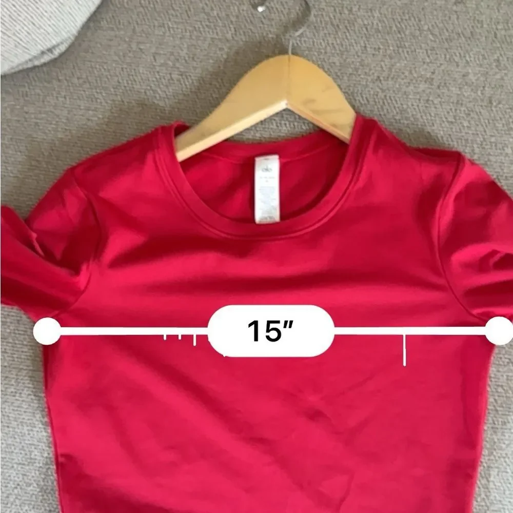 ALO Yoga Alosoft Crop Finesse Long SleeveTee in Bold Red XS NWOT